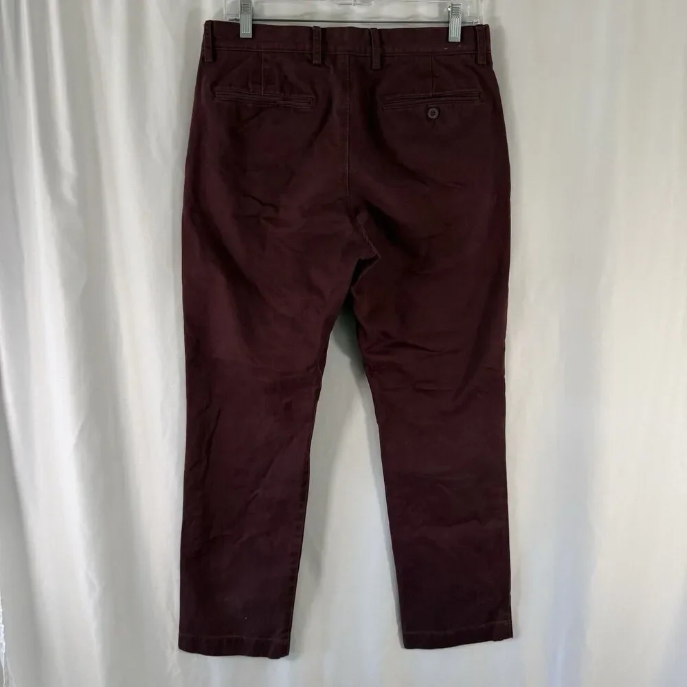 J. Crew Broken In Urban Slim Chino Pants Men's 31x30 Burgundy Flat Front